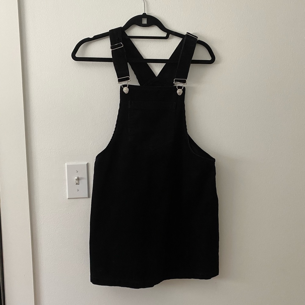 Forever 21 Black Corduroy Pinafore Dress